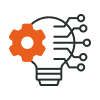 pictogramme avec un engrenage et une ampoule
